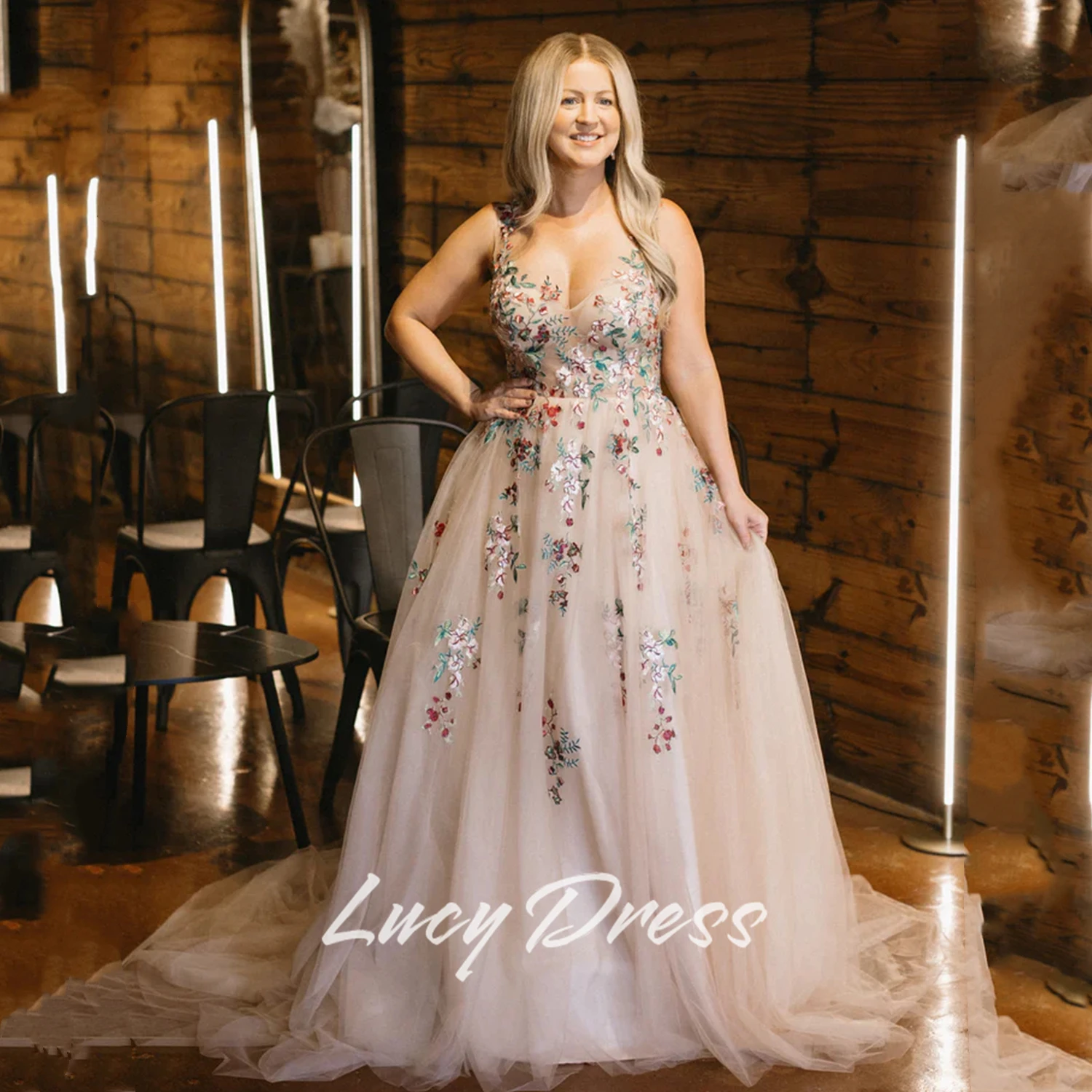 

Lucy Customized Wedding Party Dresses Sharon Happy Evening Dresses 2025 Woman Floral Fabric Prom Wedding dresses Bride Dress