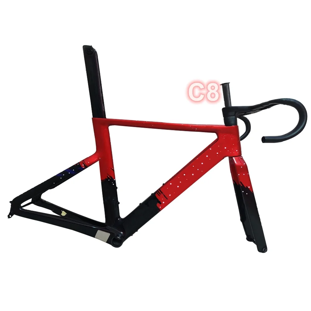 New Carbon Road bike frameset Aero disc brake BSA Disc Brake Carbon Bike Frameset With Handlebar+stem DPD Shipping for 20 colors