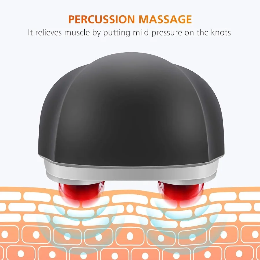 جهاز مساج الظهر اللاسلكي المحمول مع مدلك قرع الأنسجة العميقة الحرارية للرقبة والظهر والأكتاف والساقين 3 مجموعات من المزدوج