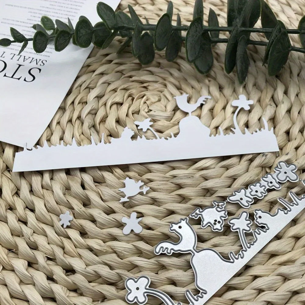 1 قطعة خلق الحرفية المعادن قطع يموت قطع يموت قالب زهرة العشب شرائط الدجاج الديكور قصاصات ورقية كرافت لكمة الإستنسل يموت