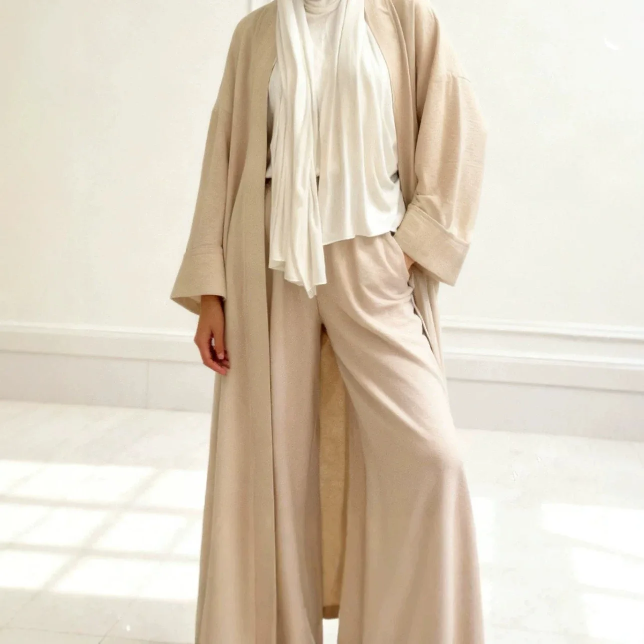 

Eid Women Abaya with Pant 2 Piece Set Muslim Dress Dubai Kimono Caftan Jalabiya Ramadan Kaftan Kebaya Femme Musulmane Ensembles
