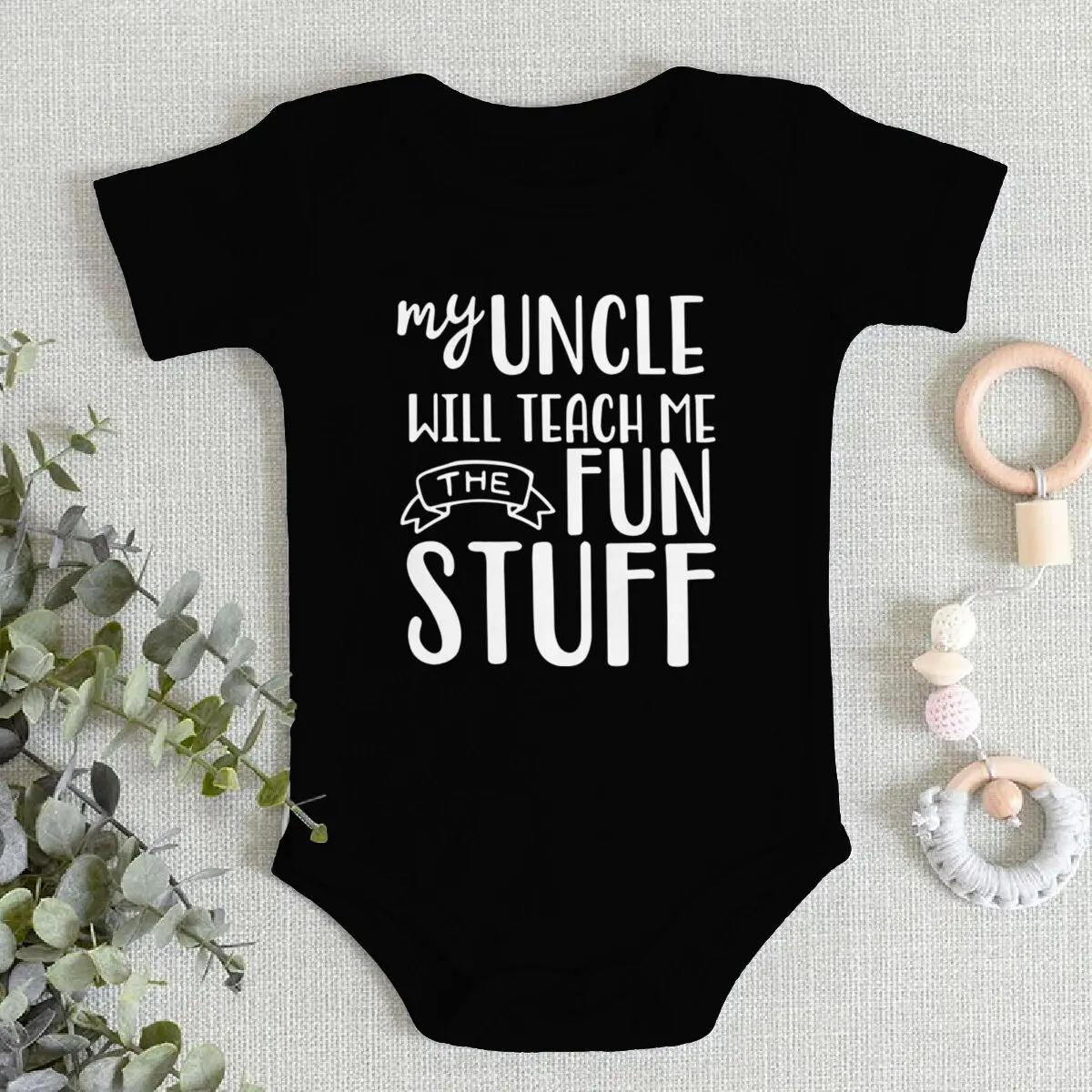 Soft Cotton Newborn Bodysuits My Uncle Will Teach Me The Fun Stuff Print Baby Boy Girls Clothes Gift From Uncle High Quality Top