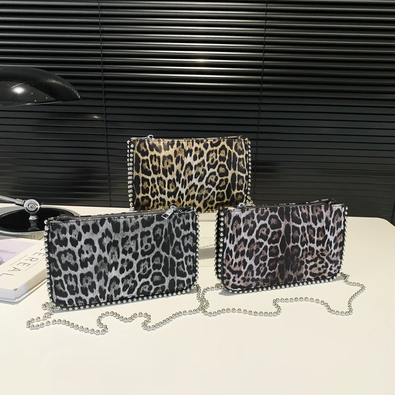 Bolsas de couro leopardo para mulheres, bolsas de luxo para senhoras, bolsa de pulso feminina bolsas de festa, novo designer, Sac A Main, 2024