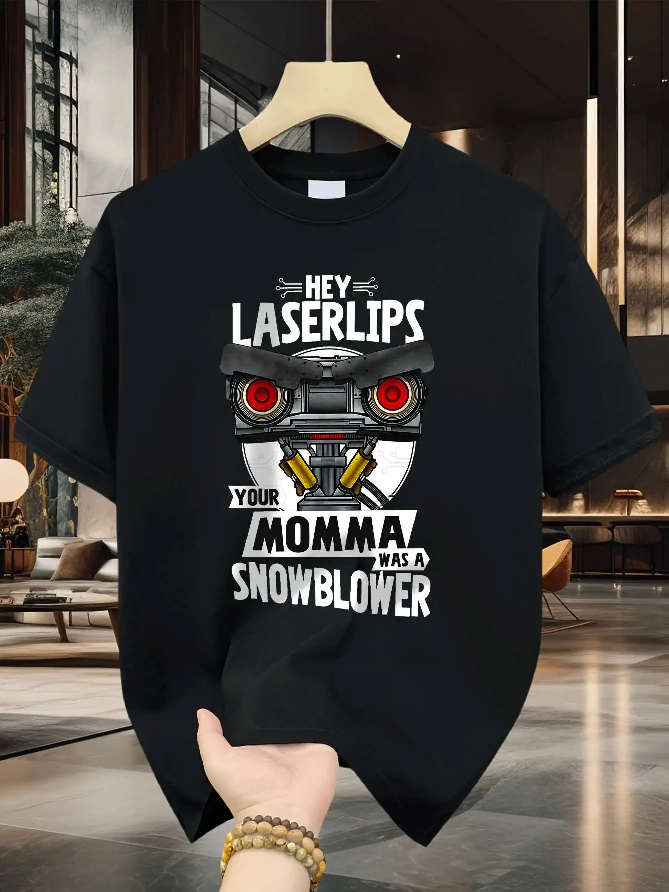 Robot Face Your Momma Was a Snowblower Mens Printed Tshirt Living Room Bedroom Street Travel Outdoor Party Casual Wear. .
