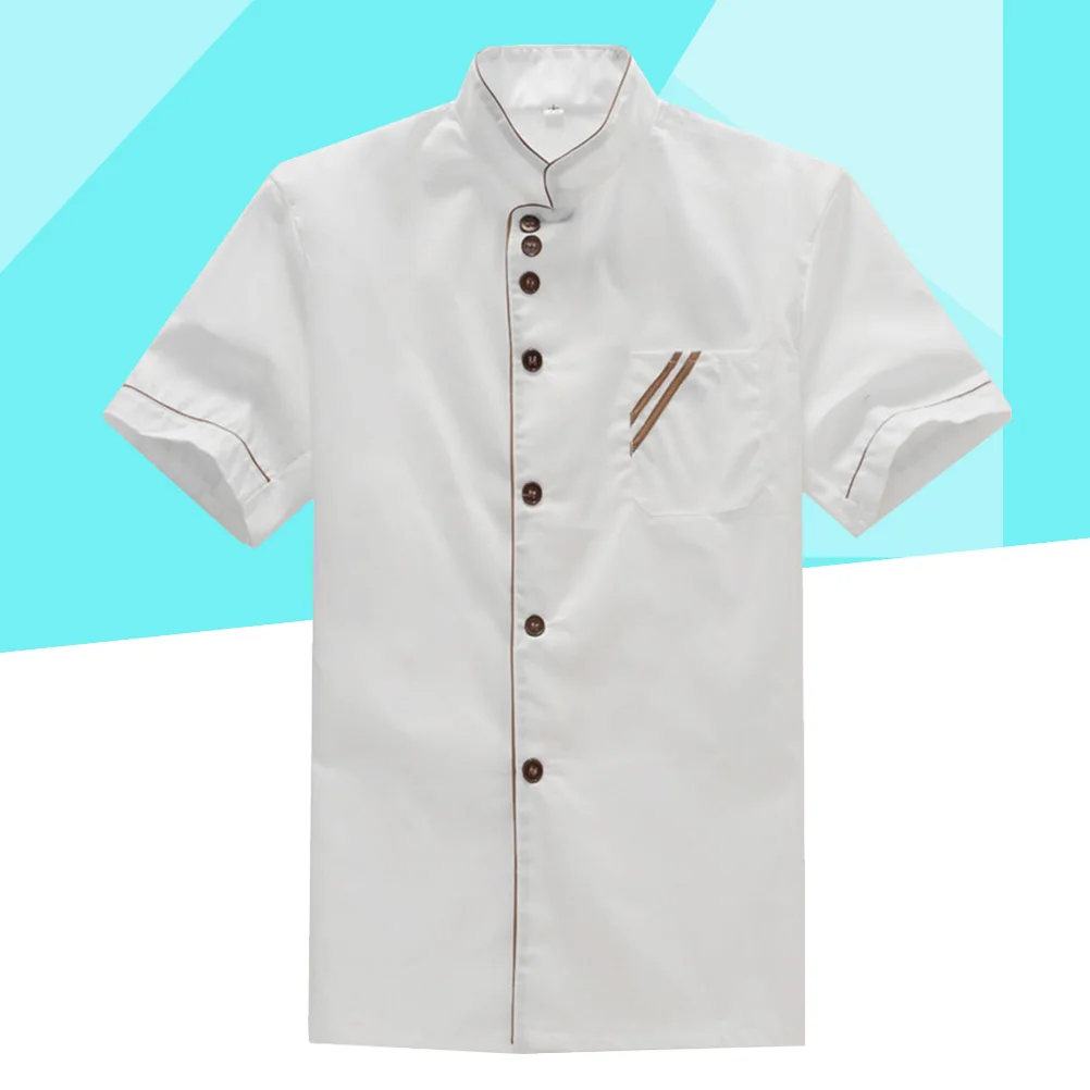 

Coat White Short Sleeve Jacket Breathable Oil-Proof Easy Wash Loose Casual Clothing for Restaurant Hotel
