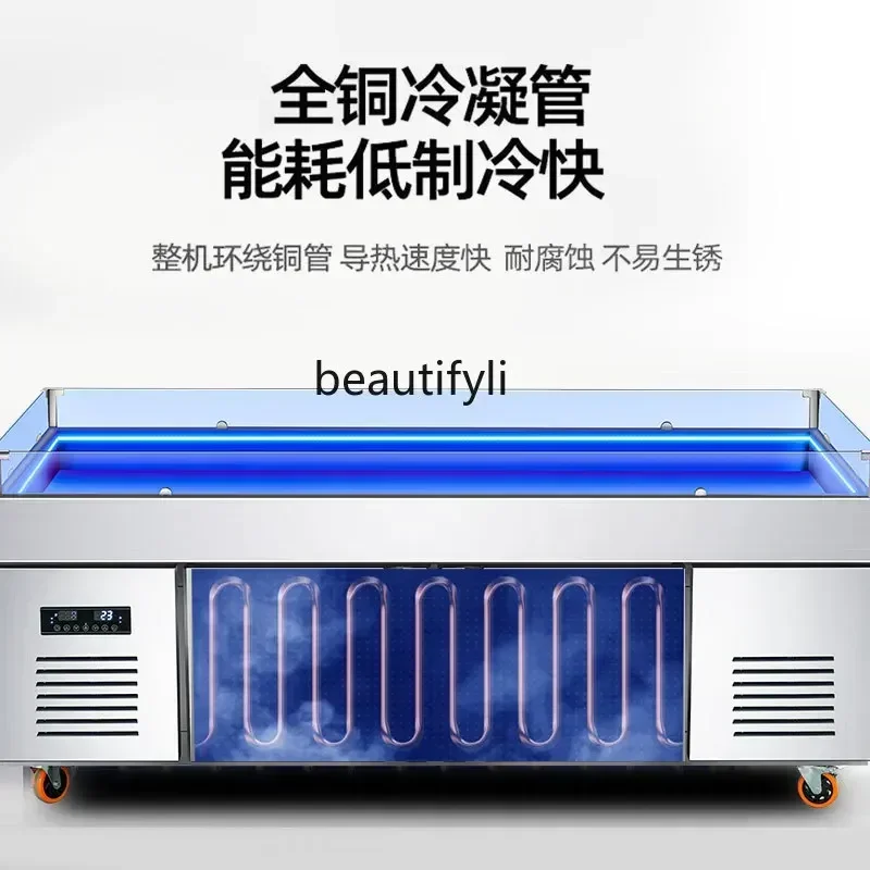 

lt Ice Taiwan Seafood Dishes Stainless Steel Commercial Display Cabinet Aquatic Fish Frozen Refrigerated Order Cabinet