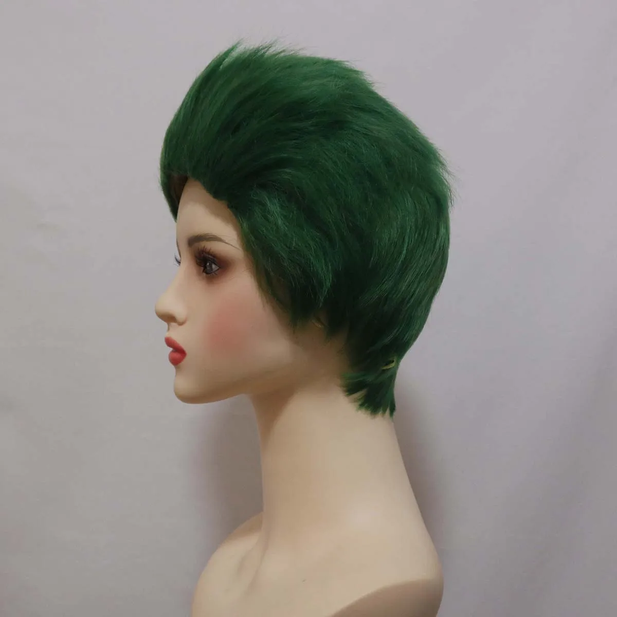 Peruki męskie krótkie zielone do cosplayu Zeda z filmu Zombie 4 z 2025 roku, do odgrywania ról.