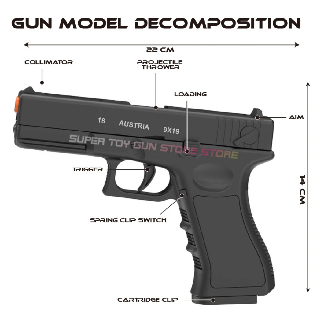 Juguete de Pistola de Disparo Deportivo para Exteriores, Kit con Accesorios Incluidos, Pistola de Bolas de Espuma Segura