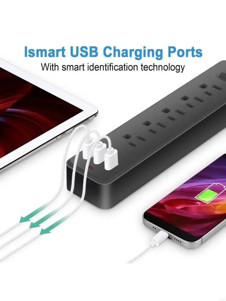  Flexible Desktop Electricity Supplier 5 outlet feeling 3 USB rectifiers For Quick Charging