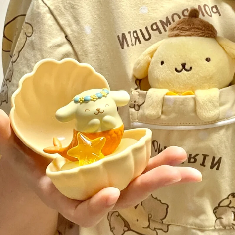 

Genuine Sanrio Mermaid Shell Series Blind Box Kuromi Hellokitty Melody Kawaii Model Mystery Box Little Twin Star Customized Gift