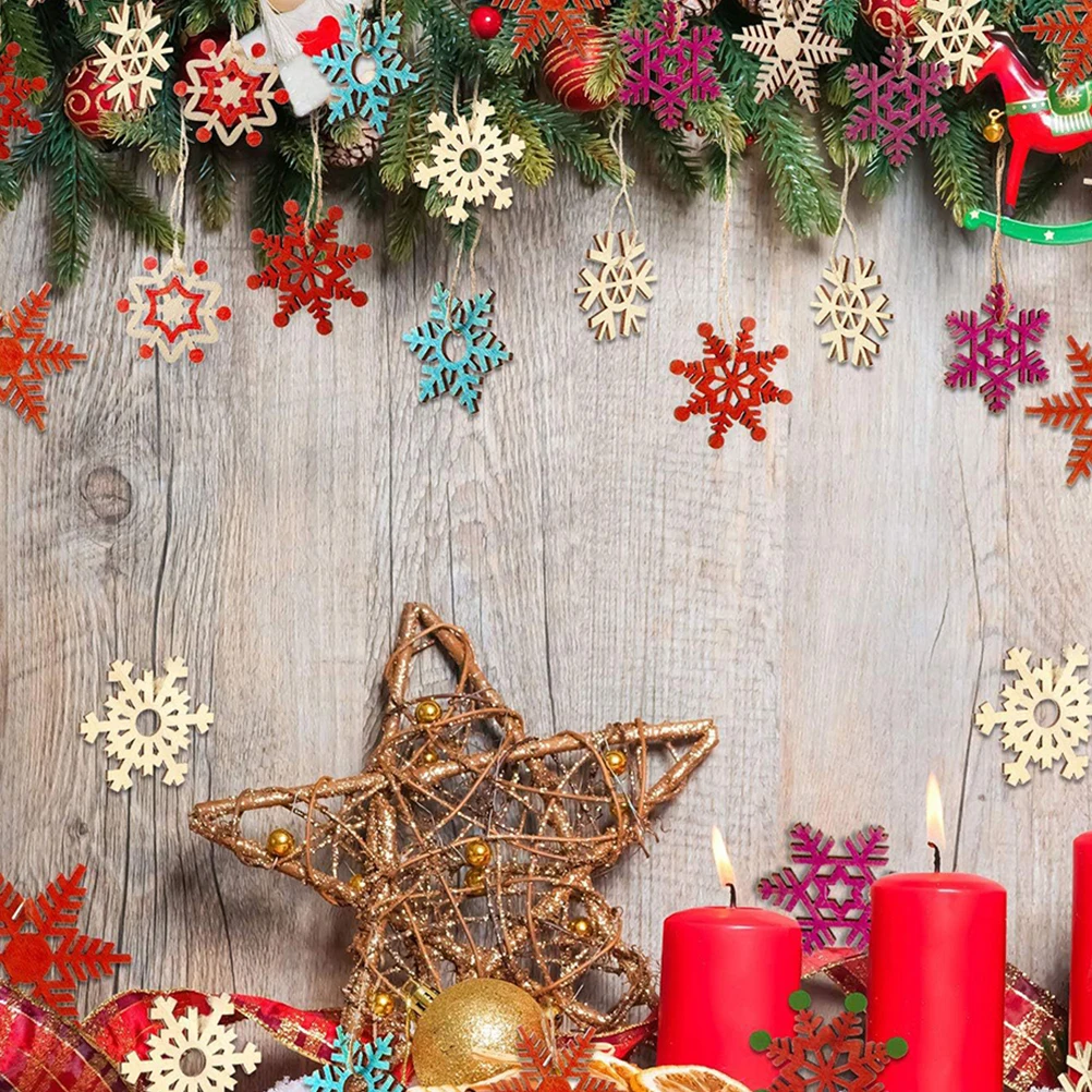 

100 Pcs Snowflake Pendant DIY Christmas Ornaments Party Hanging Decorations Tree Unfinished for Crafts Snowflakes Office