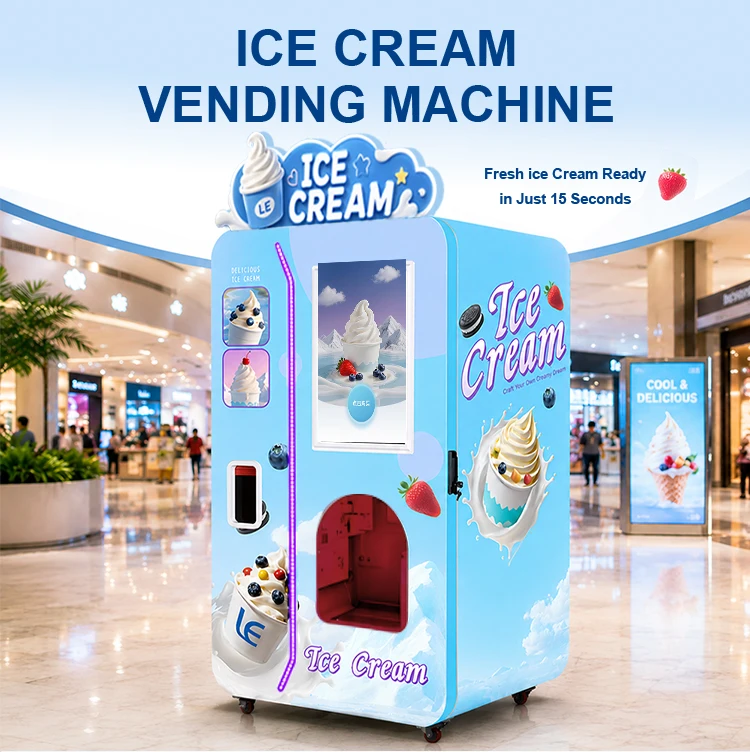 Sleek Ice Cream Vending Machine Coin Operated High Capacity Self Service Digital Display for Mall Food Court 220V