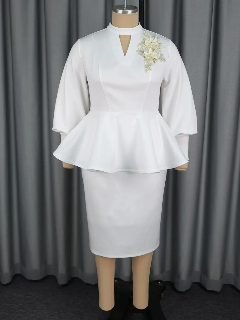 

L-4XL Plus Size African Clothes for Women 2026 Spring African Long Sleeve Polyester Black White Party Evening Africa Clothing