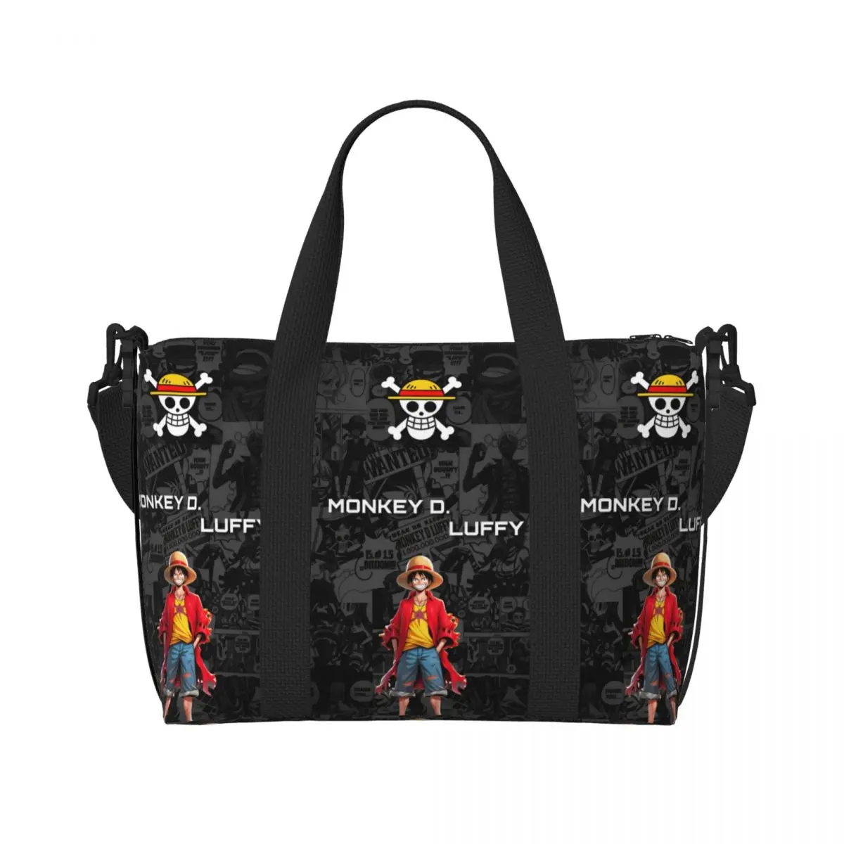 Maßgeschneiderte One-Piece-Strandtasche für Damen, extra große Sporttasche, lustige Abenteuer-Anime-Comic-Reise-Einkaufstaschen