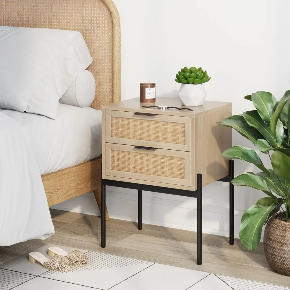 Nightstand, Accent Bedside End Side Table with Storage Drawer, and Mid-Century Modern Legs for Living Room or Bedroom