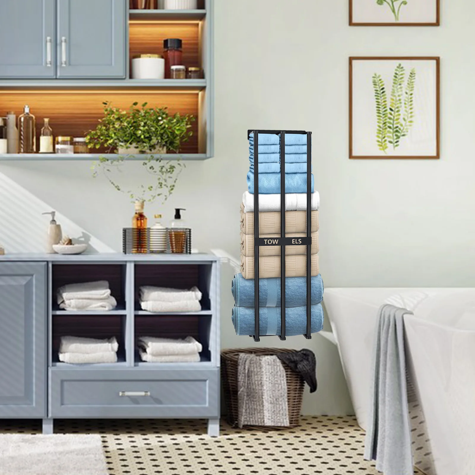 

Wall Mounted Metal Rack Organizer for Bathroom Rust-Proof Space-Saving Storage Rack Foldable Bath Towel Holder Wall for Closet