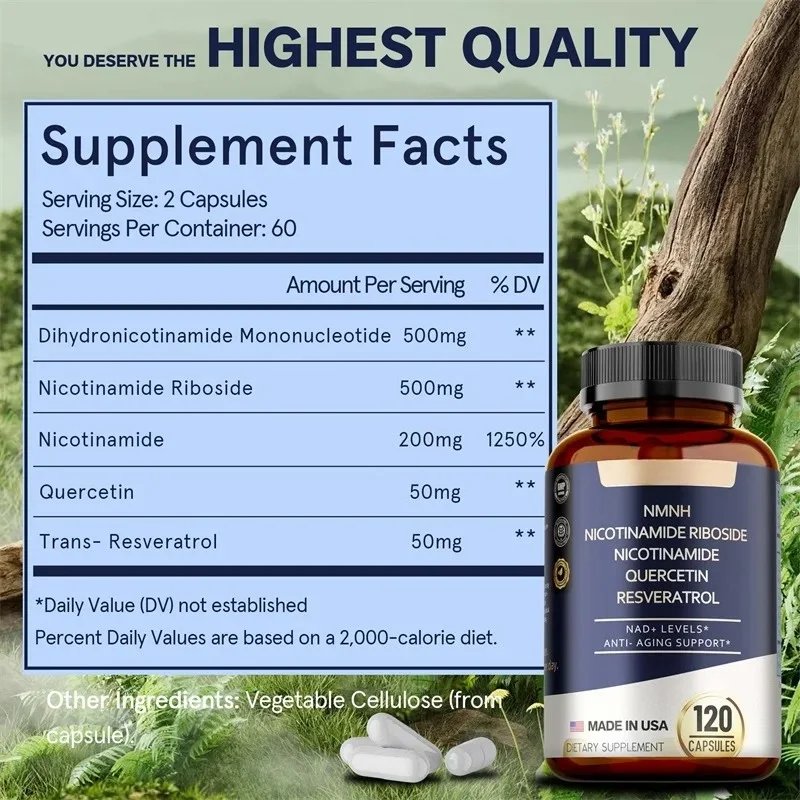 NMNH Capsule Improve Skin Elasticity Endurance Vitality Concentration Increase NAD+ Levels Delay Aging Repair Regenerate Cells