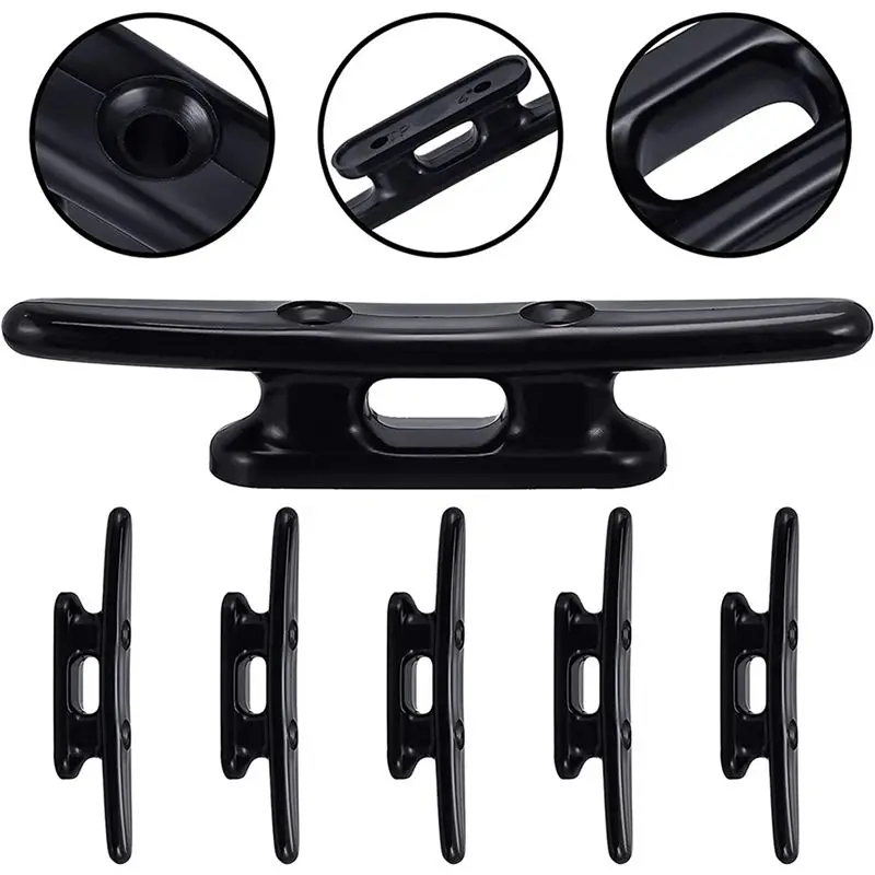 A02M-12Pack 4 Inch Black Boat Cleat Kayak Cleats Boat Dock Cleats Boat Kayak Canoe Cleat Black Strong Nylon Cleats