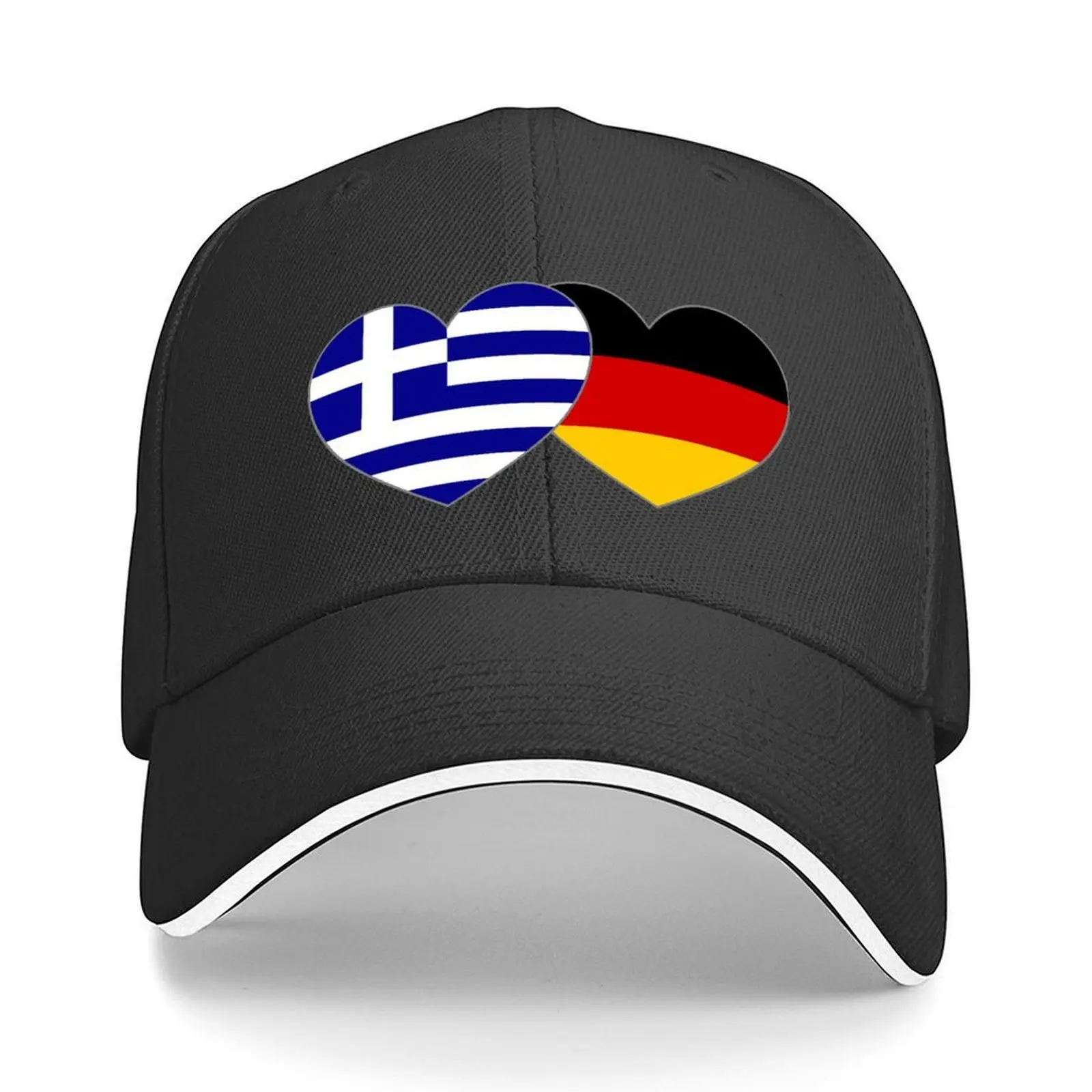 

Greece Germany flag heart Baseball Cap Sun Hat For Children Brand Man cap Golf Hat Beach Bag Female Men's