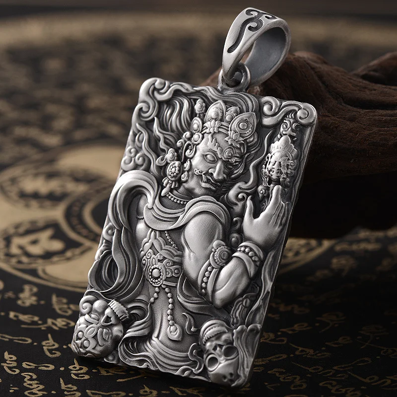 Personality Acalanatha Buddha Pendant Men Jewelry Retro 925 Silver Chain Necklace Male Amult Neck Accessories For Boyfriend Gift