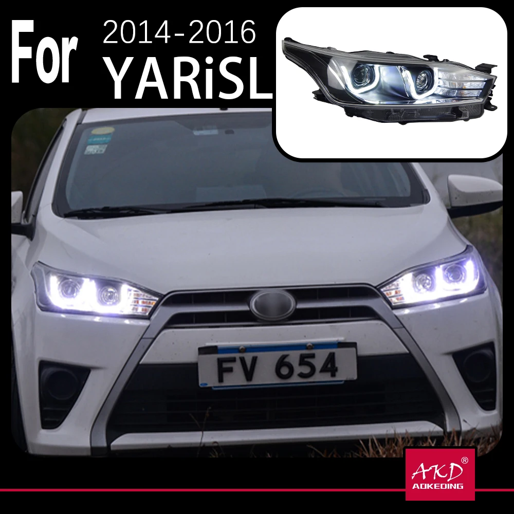 AKD Car Model Head Lamp for Toyota Yaris Headlights 2014-2016 Yaris L LED Headlight LED DRL Hid Bi Xenon Auto Accessories