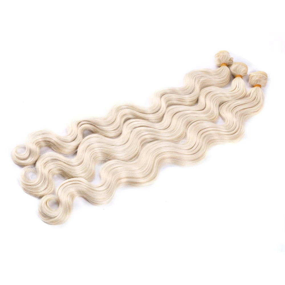 Körper welle Bündel Haar verlängerungen 26 Zoll Tissage Synth étique blonde synthetische Haarweb bündel Tejido de Pelo für Frauen