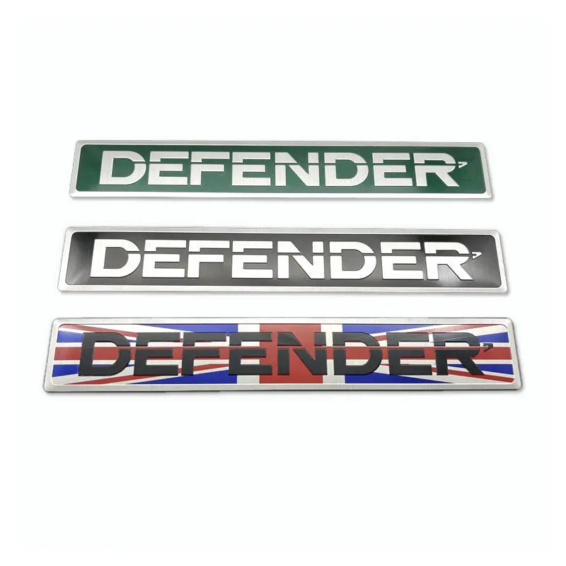 

DEFENDER emblem thin alloy logo car sticker for Defender new old rear boot trunk refit accessories side fender decorate decal