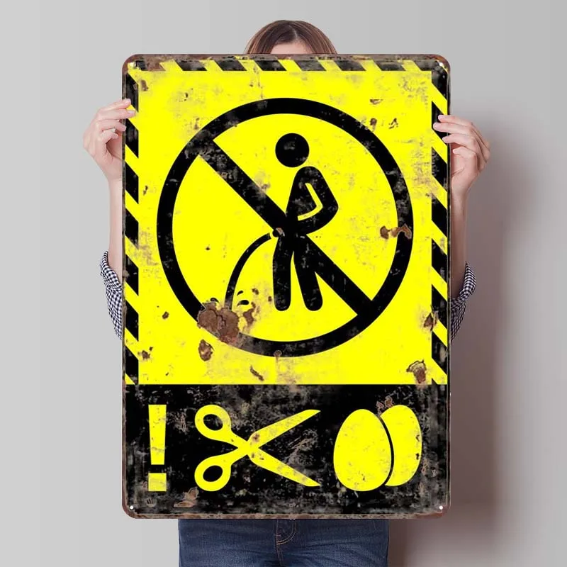 Funny Warning Sign Pee Rusty Metal Sign Wall Decor Living Room Decor Aesthetics Outdoor Decors Club America Art of Murals Home