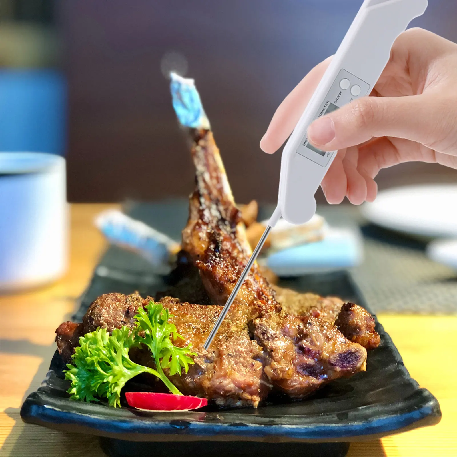 

Folding Digital Thermometer Kitchen BBQ Grill Cooking Stainless Steel LCD Meat Probe Temperature Meter Home Use
