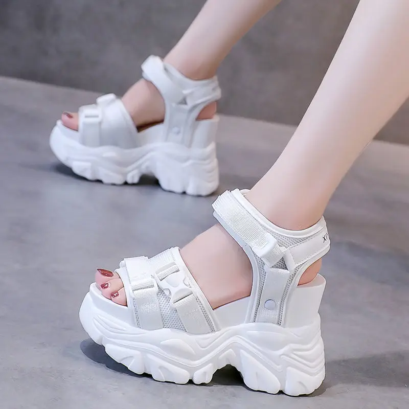 Platform Shoes Women Sandals Wedge Heels Shoes Height Increaming Women Buckle Thick Soled Beach Sandals Woman Sandals