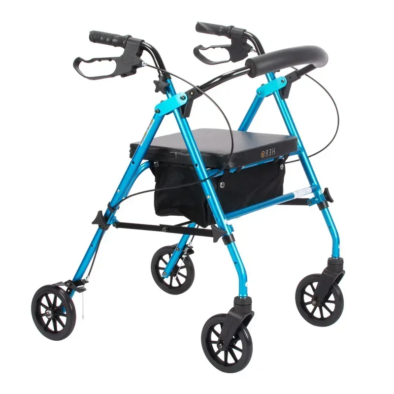 Walker multifuncional com assento para idosos, Rollator de quatro rodas, Adulto Pushcart, Auxílio à Mobilidade, Senior Walking Support