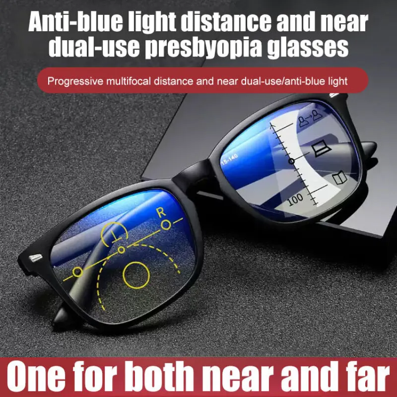 Anti-Blue Light Bifocal Presbyopic Glasses for Men Near and Far Vision Reading Glasses Comfortable Lightweight Eyewear