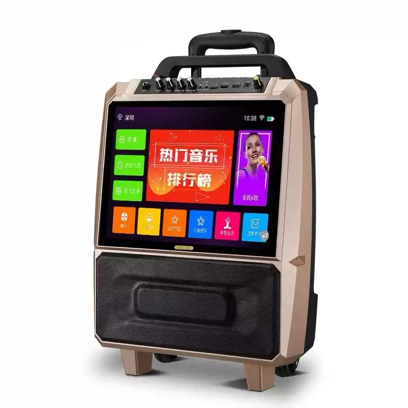 Portable Outdoor Speaker Wireless Microphone Video Player Stereo with Large Display for Square Dance