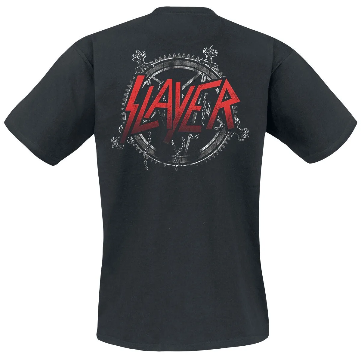 Slayer Skeleton Pentagram Gear Print Cotton T-shirt Men Women Thrash Metal Unisex Tee