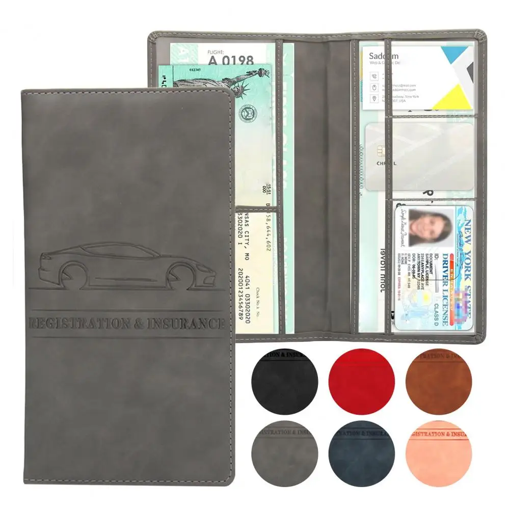 

24cm Insurance Card Holder Glove Box Paperwork Organizer With 6 Compartments Magnetic Clasp Design Portable Car Document Holder