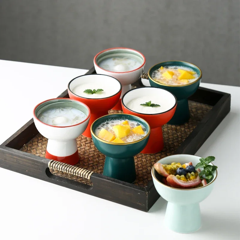 

Ceramic High-leg Dinner Plate Fruit and Vegetable Salad Seasoning Dish Restaurant Hotel Service Supplies Exquisite Gift