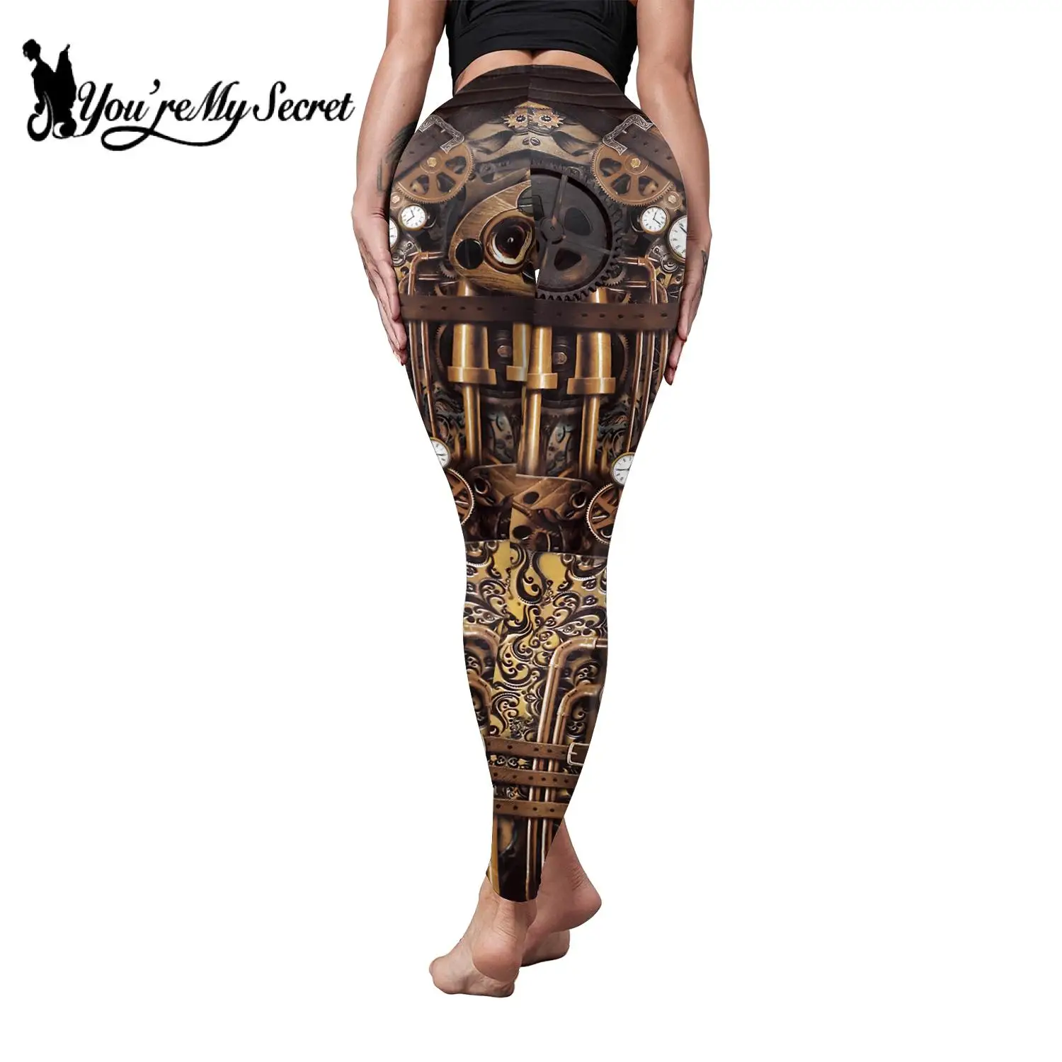 Você é meu Secret-3D leggings impressos para mulheres, calças de treino, vintage, engrenagem mecânica, steampunk, fitness, sexy, fino