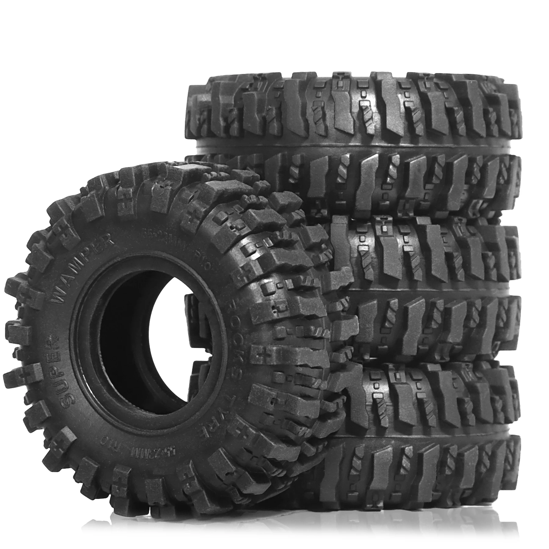 1.0 RC Crawler Tires 1/24 1/18 All Terrain Soft Rubber Mud Wheels Tyres For 1:24 1:18 Rock Crawler Car Axial SCX24 FMS AX24 4PCS view 2