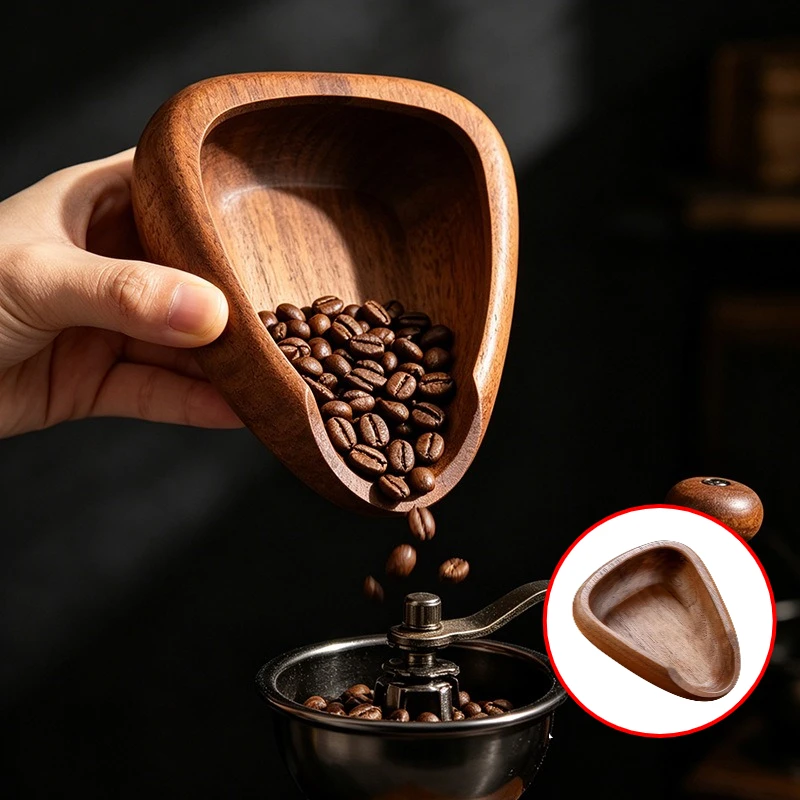 1PC Walnut Coffee Bean Weighing Tray, Boat Type Dosing Tray, Powder Cup Coffee Barista Accessory