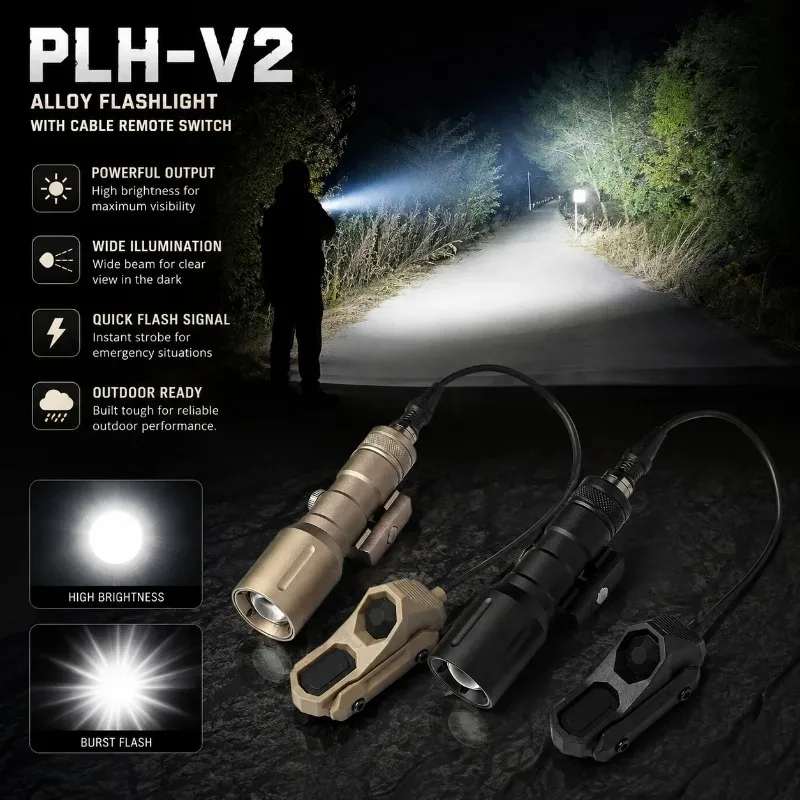 PLH‑V2 High Lumen Alloy Torch Customizable Burst Flash Modes Swap‑able AX Tail Fitting