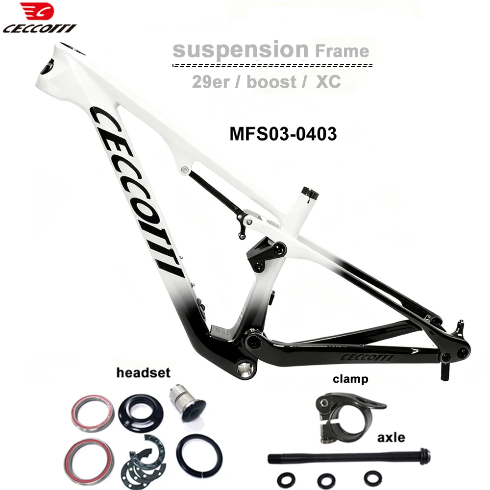 2025 CECCOTTI Vollgefederte Carbon-MTB-Rahmen 29er 15,5/17,5 Mountainbike-XC-Rahmenset 148 x 12 mm Boost-Fahrradteile