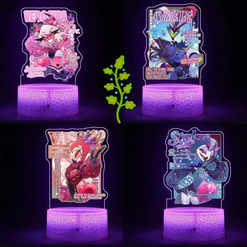 Night Light for Helluva Boss Verosika Mayday Asmodeus Vassago Stolas Colorful Lights Anime Bedside Lamp Desktop Decoration Gifts