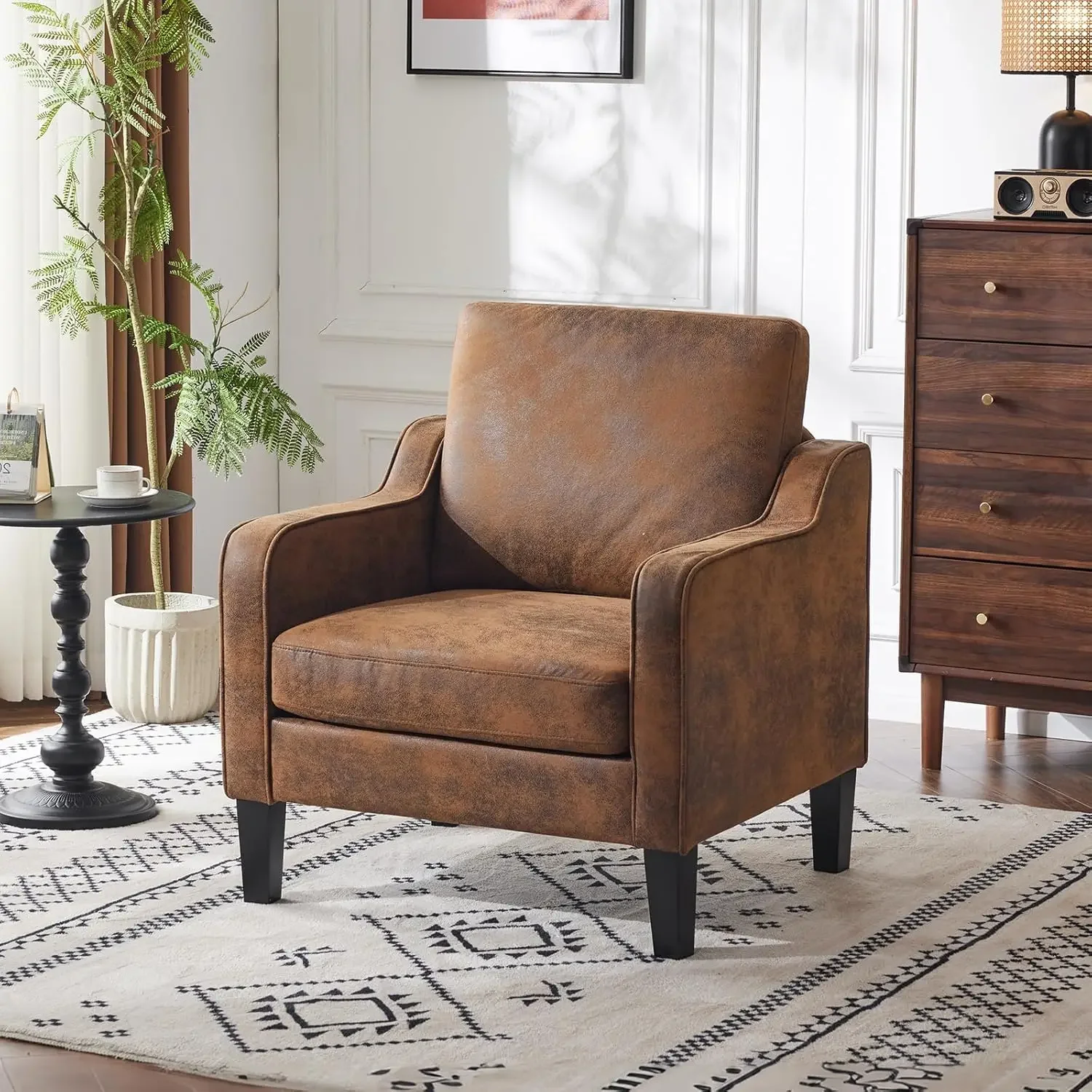 Cadeira de destaque para sala de estar cadeira de leitura rústica para quarto cadeira de braço colher meados do século moderno acento