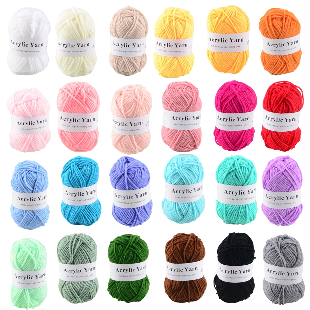 12/24 Stück 100 % Acryl-Handstrickgarn zum Häkeln von Pullovern, Schals, Mützen, DIY, handgefertigt, Amugrumi-Häkelgarn, Taschenmattenlinie