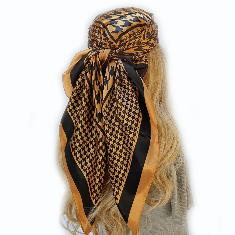 2024 neue 90*90cm Retro Marke Frauen Seide Schal Banda nna Mode Bohemian Muster Quadrat Hijab Lady Wrap Stirnband Foulard Schall dämpfer