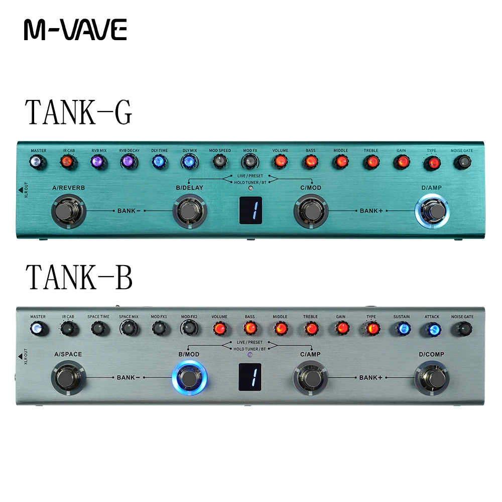 M-vave Tank-G Guitar Multi-Effects Pedal 36 Presets,9 Preamp Slot,3-Band EQ,8 IR Cab Slot,3 Modulation/Delay/Reverb Effect