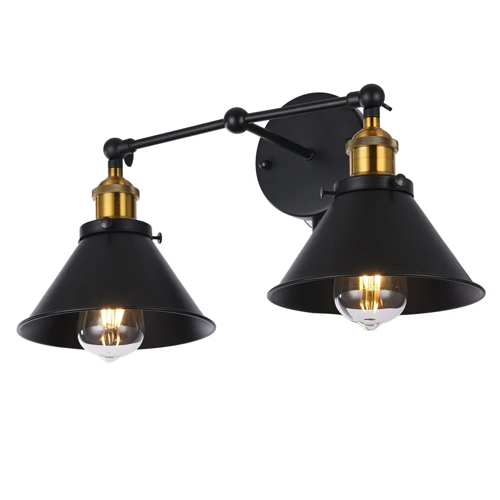 American Industrial Style Wall Lamp Double Headed Restaurant Iron Art Wall Lamp Corridor Staircase Antique Wall mounted lights