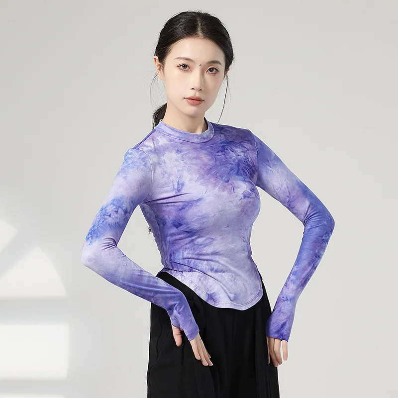Classical Dance Clothing Female Adult Long Sleeve Finger Practice Clothing Chinese Modern Folk Dance