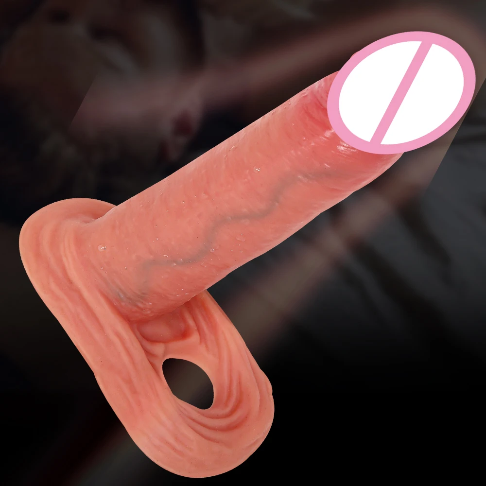 Realistic Penis Sleeve Reusable Silicone Condom Cock Extension Sex Toys Artificial Dick Enlargement/Extender Men Penis Enlarger