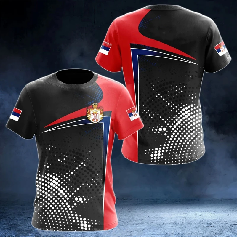 SERBIA National Emblem Flag 3D Print Graphic T Shirts For Men Clothing New Fashion O-Neck Short Sleeve Tops Homme Streetwear 4XL